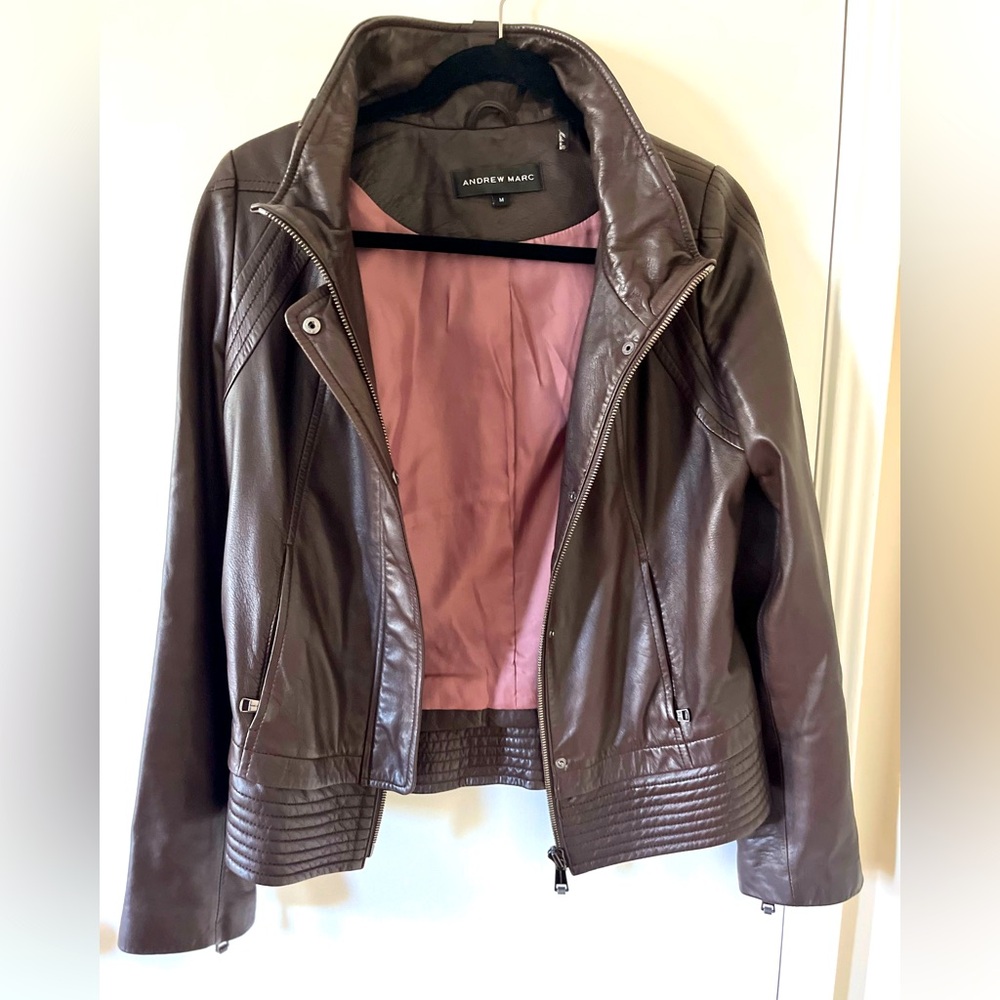Andrew Marc Women's M Rich Brown Leather Jacket